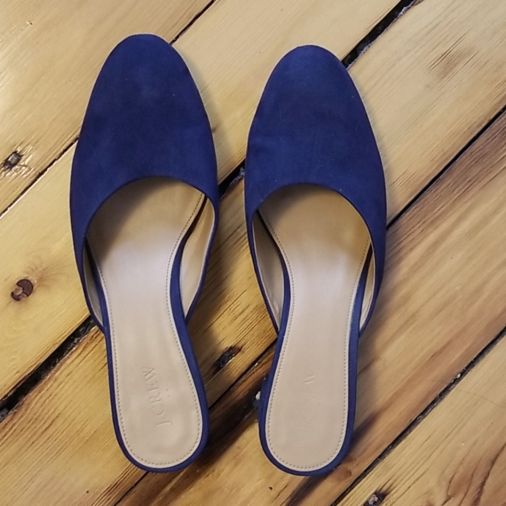 Dark Blue J. Crew Suede Mules